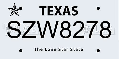 SZW8278 Texas License Plate