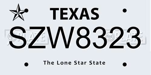 SZW8323 Texas License Plate