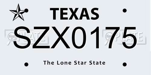SZX0175 Texas License Plate