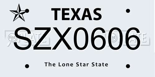SZX0606 Texas License Plate
