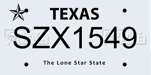 SZX1549 Texas License Plate