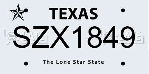 SZX1849 Texas License Plate