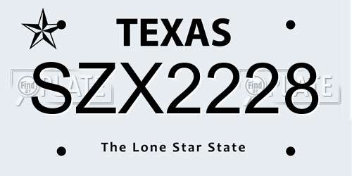 SZX2228 Texas License Plate