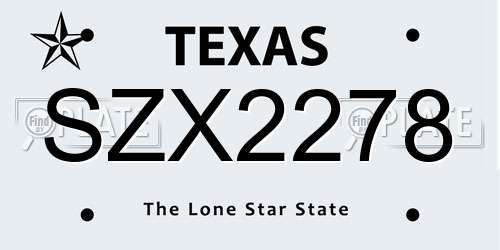SZX2278 Texas License Plate