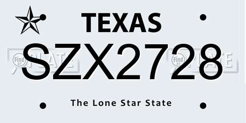 SZX2728 Texas License Plate