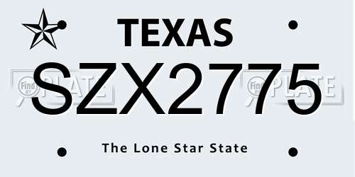 SZX2775 Texas License Plate