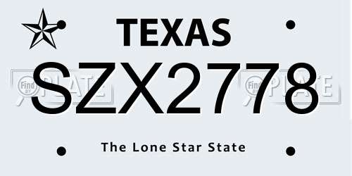 SZX2778 Texas License Plate