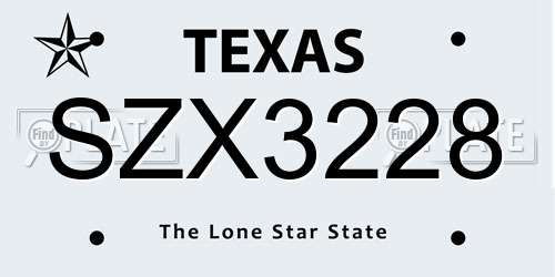 SZX3228 Texas License Plate