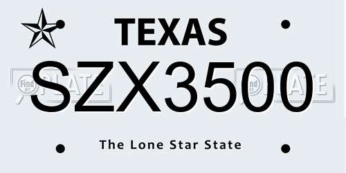SZX3500 Texas License Plate