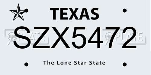SZX5472 Texas License Plate