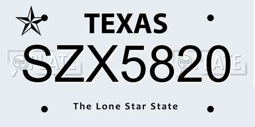 SZX5820 Texas License Plate