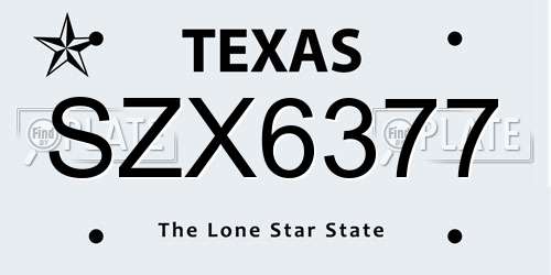 SZX6377 Texas License Plate