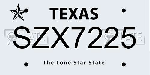 SZX7225 Texas License Plate