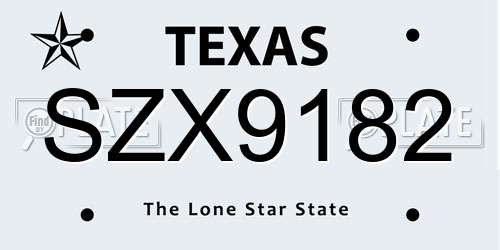 SZX9182 Texas License Plate