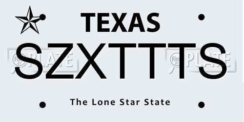SZXTTTS Texas License Plate