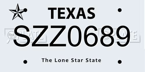 SZZ0689 Texas License Plate