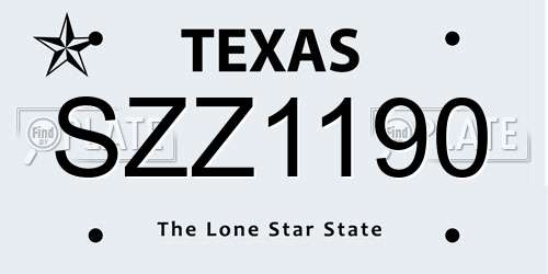 SZZ1190 Texas License Plate