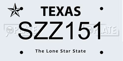 SZZ151 Texas License Plate