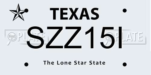 SZZ15I Texas License Plate