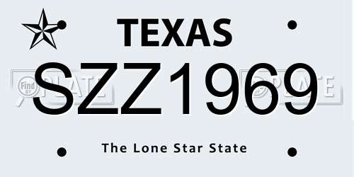 SZZ1969 Texas License Plate