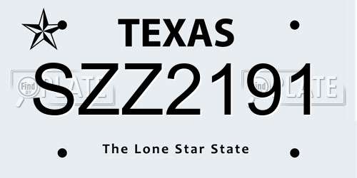 SZZ2191 Texas License Plate
