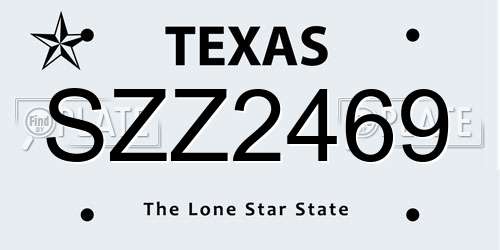 SZZ2469 Texas License Plate