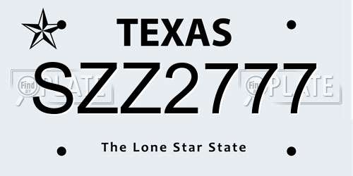 SZZ2777 Texas License Plate