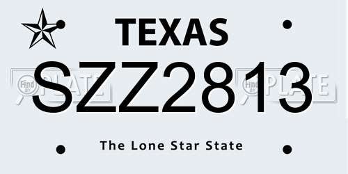 SZZ2813 Texas License Plate
