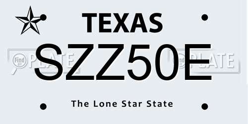 SZZ50E Texas License Plate