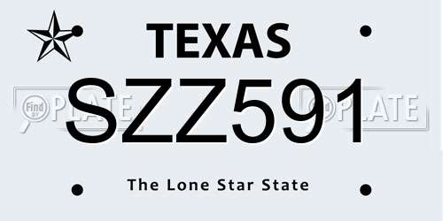 SZZ591 Texas License Plate