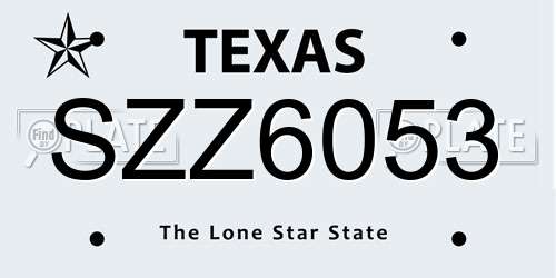 SZZ6053 Texas License Plate