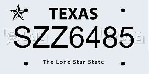 SZZ6485 Texas License Plate