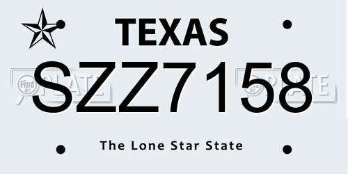 SZZ7158 Texas License Plate