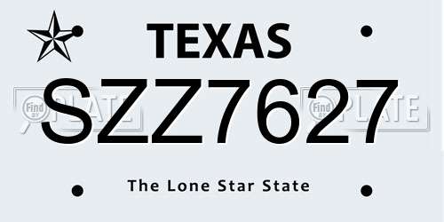 SZZ7627 Texas License Plate
