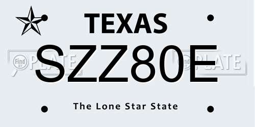 SZZ80E Texas License Plate