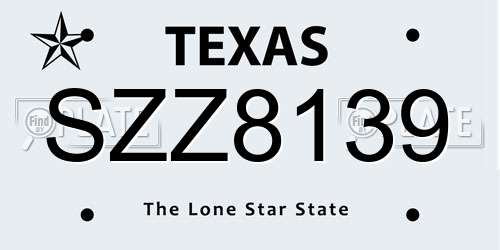 SZZ8139 Texas License Plate