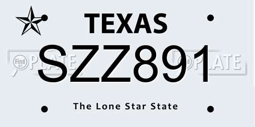 SZZ891 Texas License Plate