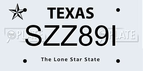 SZZ89I Texas License Plate