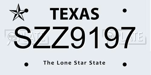 SZZ9197 Texas License Plate