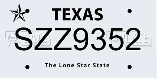 SZZ9352 Texas License Plate