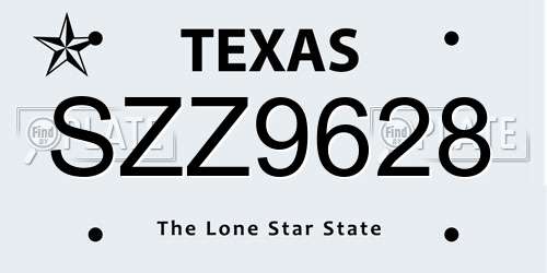 SZZ9628 Texas License Plate