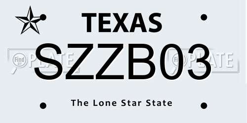 SZZB03 Texas License Plate
