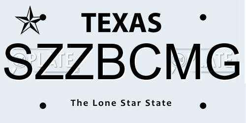 SZZBCMG Texas License Plate