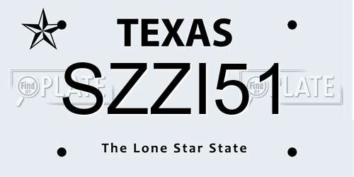 SZZI51 Texas License Plate