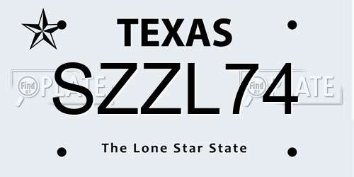 SZZL74 Texas License Plate