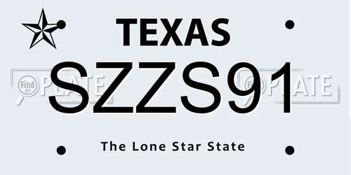SZZS91 Texas License Plate