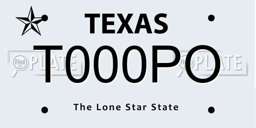T000PO Texas License Plate