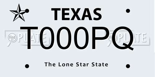 T000PQ Texas License Plate