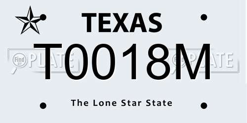 T0018M Texas License Plate
