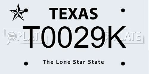 T0029K Texas License Plate